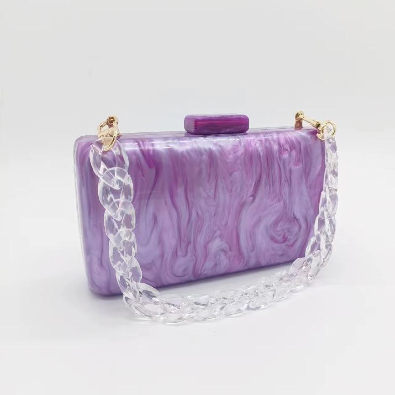 New Chain Crossbody Hangbag Clutch Acrylic Marble Pattern Shoulder Evening Bag Party Women's Cosmetic Designer Luxury Purse Tote