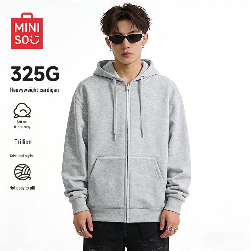 MINISO Men s Heavyweight Hooded Cardigan Sweatshirt L