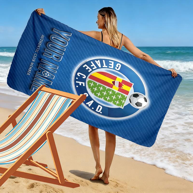 Name Custom Getafe CF Print Beach Towel, Large Soft Quick Dry Towel for Beach Camping Swimming