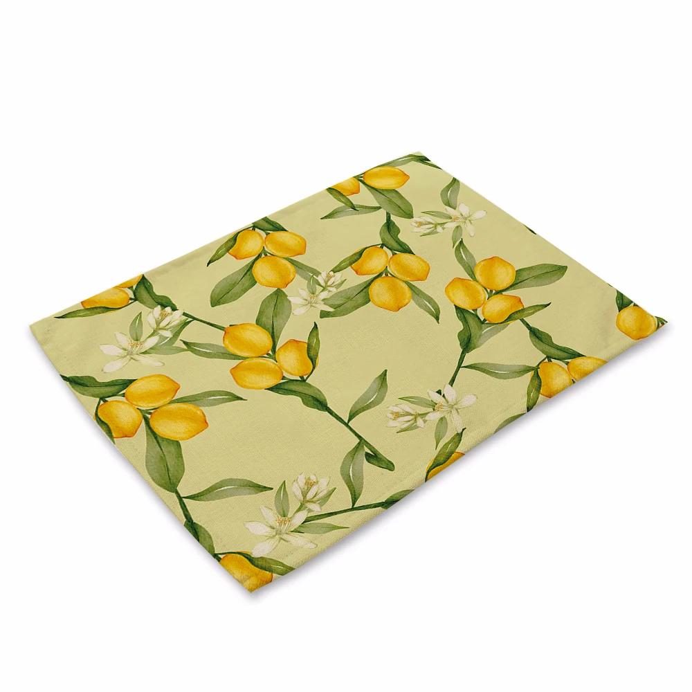 Lemon Fruit Placemats Summer Ice Cream Place Mats Waterproof Non-Slip Heat-Resistant Linen Outdoor Flamingo Dinner Table Mats