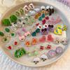 Mori sweet diamond-set love flower earrings temperament small fresh stud earrings personality cute girl heart earrings
