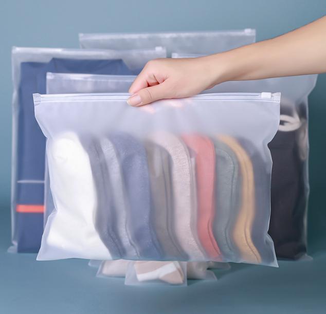 Clothing Storage Bag With Frosted Zipper And Self Sealing Bag