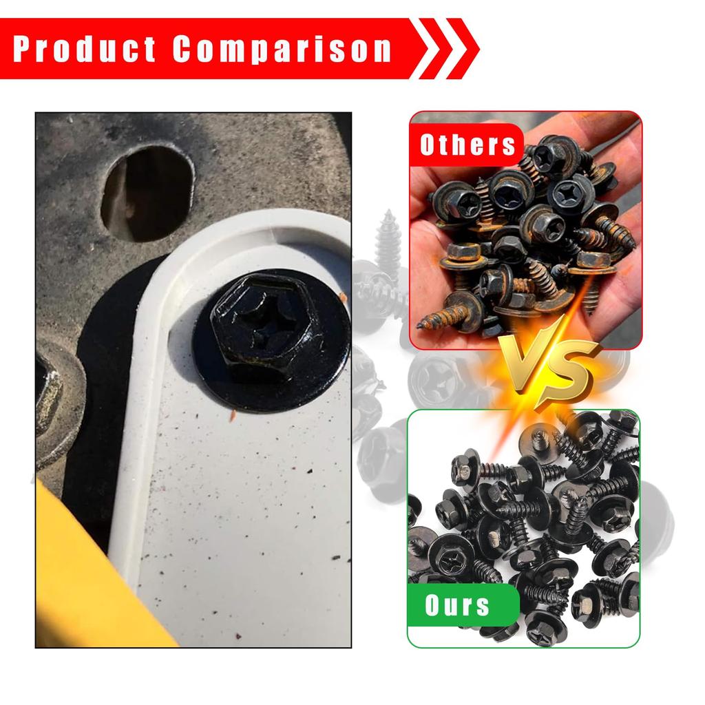 Dickno 10pcs Car Fender Liner Screw Bolts Auto Bumper Mud Flaps Wheel Well Screw