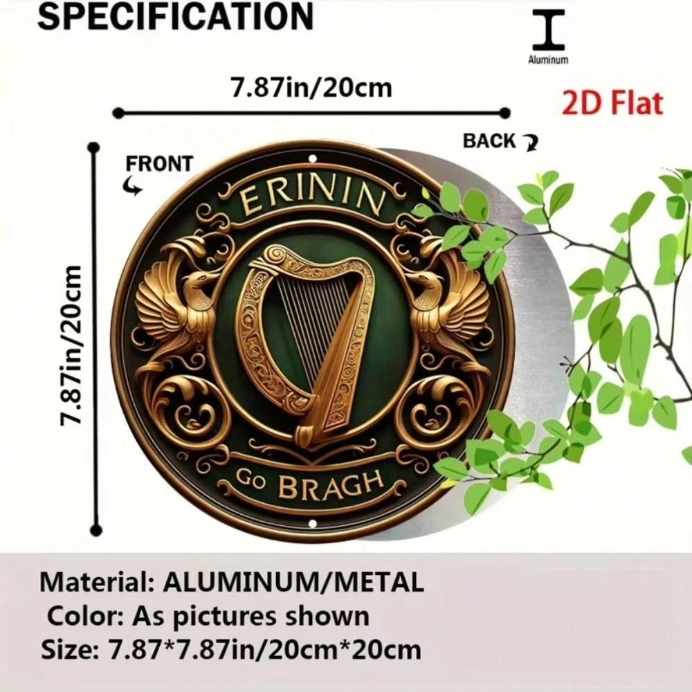 Irish Harp Shield Iron Sheet Painting Rustic Wall Art Durable Home Decor разноцветный