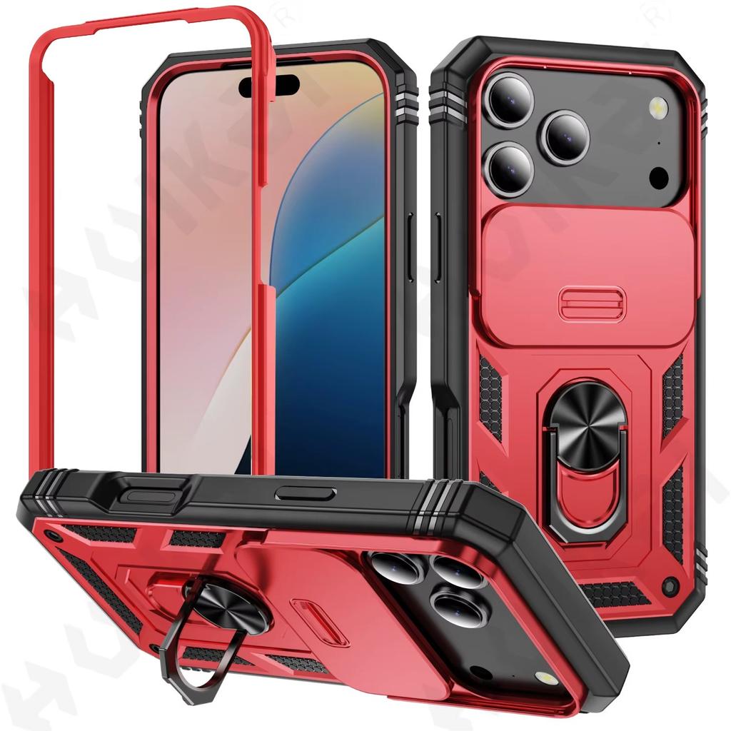 Ring Holder Cameara Protective Phone Case for Apple iPhone 17 Air 16 15 14 13 12 11 Pro Max XS XR Plus with Bumper Cover