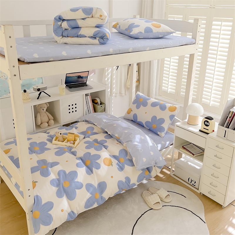 Lençol de cama de algodão macio e respirável de alta qualidade para dormitório estudantil, conjunto de 3 peças universal para cama de solteiro em dormitório