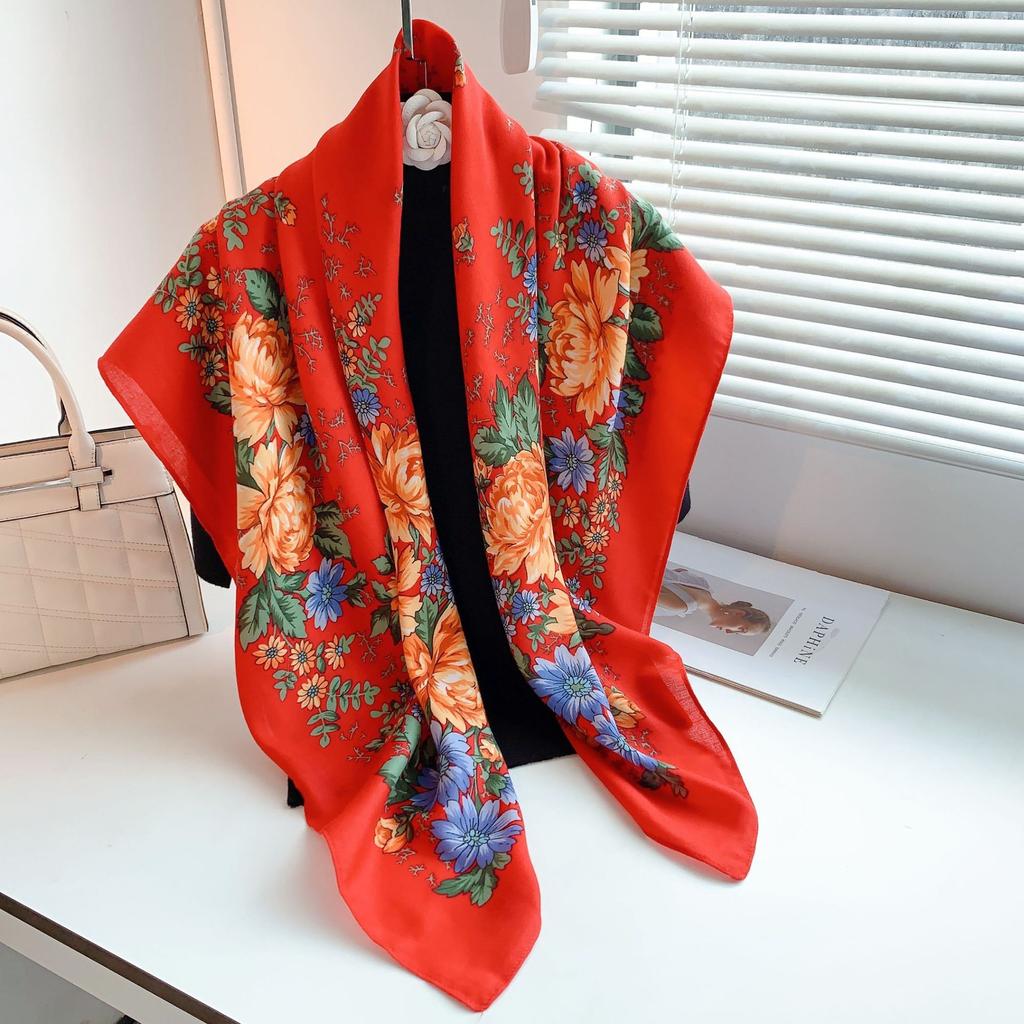 20252025 winter new fashion flower shawl office with warm velvet scarf decorative bag headscarf women