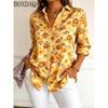 Vintage Flowers Pattern 3D Print Women Long Sleeve Shirts Autumn Women's Casual Daily Loose Button Holiday Shirt Women's Blouses