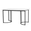 Dining Set (5-piece), Dining Table with 4 Chairs, 140×80cm Kitchen Table with Black Metal Legs, MDF Table Top in White, Dark Grey Linen Dining Chairs