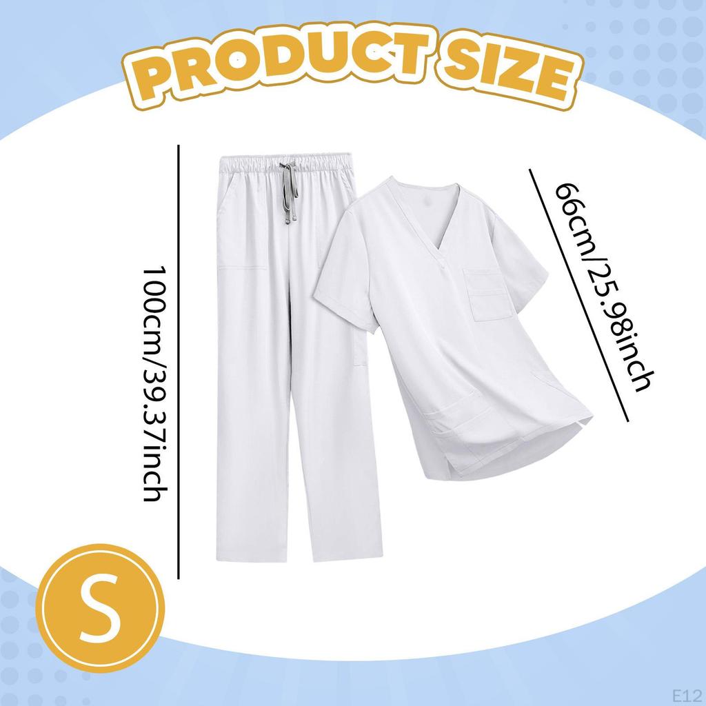 Unisex Scrubs Set Elastic Waist Modern Nurse Uniform for Women Men Beauty Salons