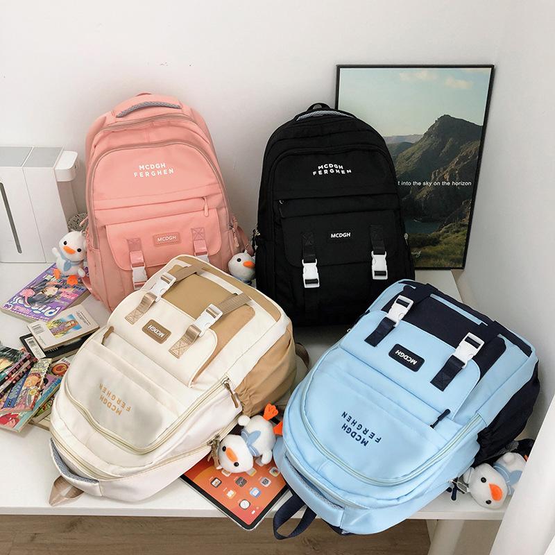 New high-value backpack, light and cute, large-capacity contrasting color and simple student backpack for junior high school and high school students