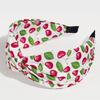 Beautiful Cherry Strawberry Print Hairbands with Center Cross Knot for Women's And Girls Casual Shopping Hair Hoop Accessory