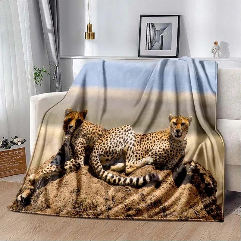 3d Tier Gepard Leopard Cartoon Blanket for Bed Picnic Blanket Sofa Thin Blanket Air Conditioning Blanket Customized Blankets
