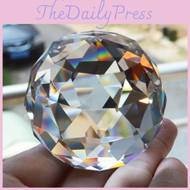Exquisite Clear Cut Crystal Sphere 50mm Faceted Gazing Ball Prisms For Elegant Home Decor