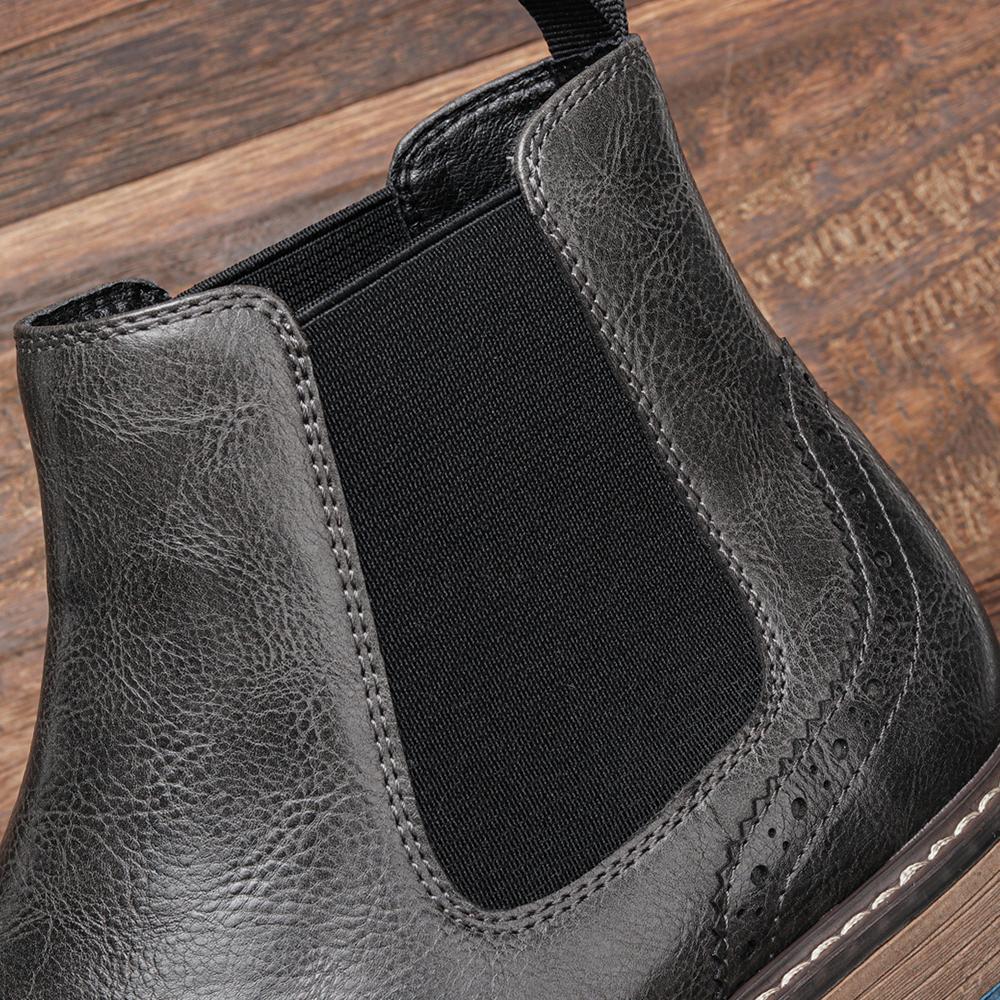Męskie buty Chelsea Moda Retro Męskie Skórzane Buty Brogsy Botki