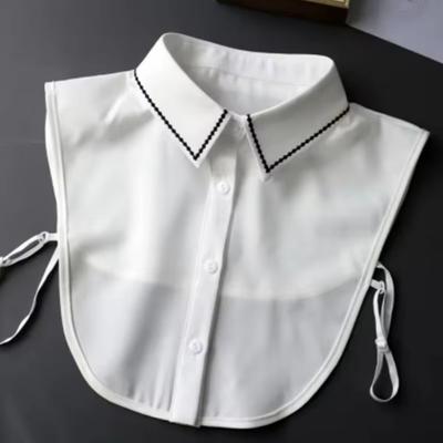 Fashion Solid Color False Collar Chiffon Detachable Shirt Fake Collar Removable Lapel Women Neck Collars Clothes Accessory