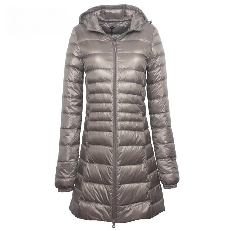 Women's Long Hooded Puffer Down Jacket - Ultra-Light Style