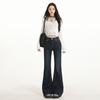 Dark Blue High-waisted and Slightly Pulled Jeans for Women's Spring and Autumn New American Style Without Sticking Legs Elastic Spice Girl Straight