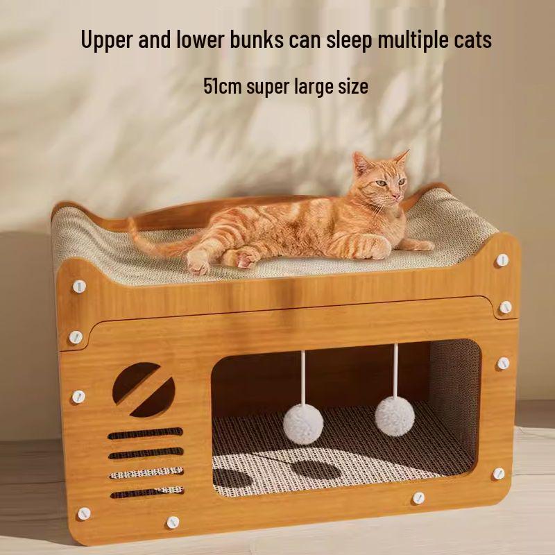 All-Season Durable Cat Scratching Board & Bed - Scratch-Resistant, Non-Shedding, Cat Claw Sharpener & House