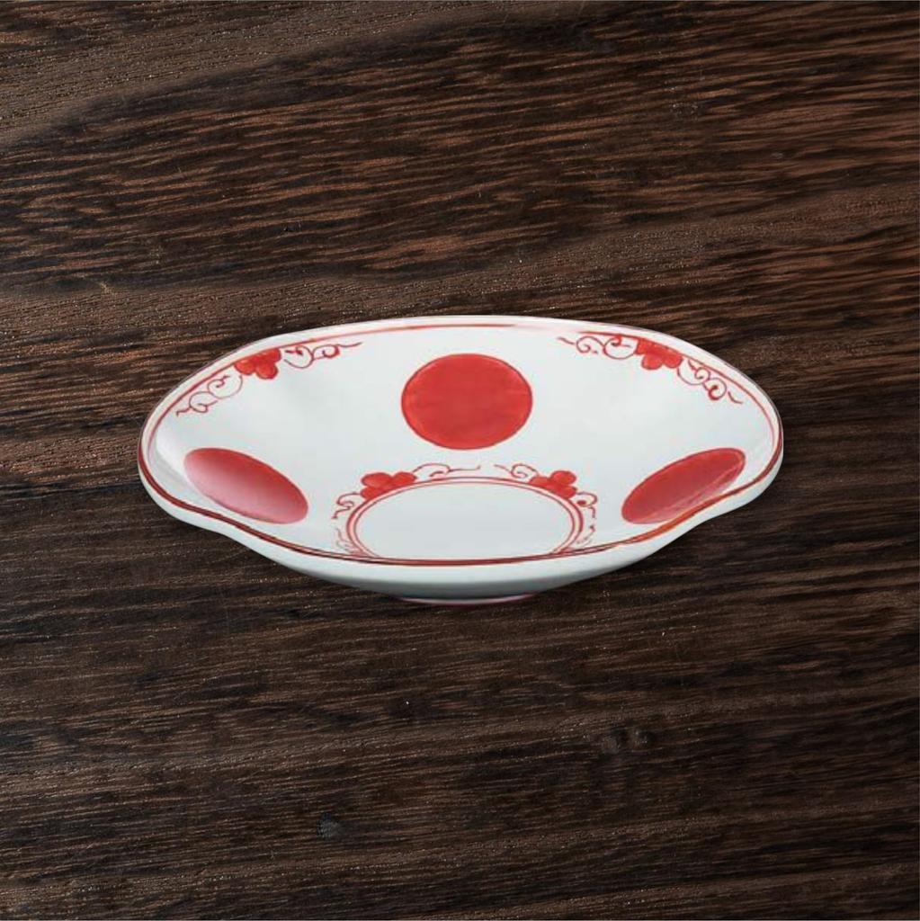 Takumifu Arita Ware 18cm Side Plate with Round Yoraku Design (Red) - Made in Japan