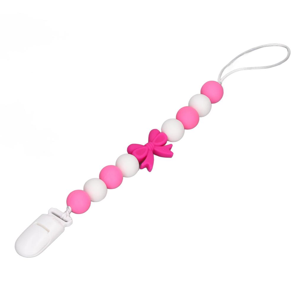 Teething Toy Chewable Cartoon Bow Tie Small Bead Silicone Teething Pacifier Clip Baby Teething Chain