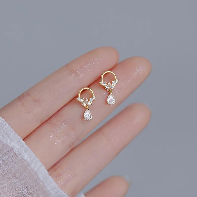 New Silver Color Inlaid Zircon Clover Tassel Earrings For Women Delicate Chain Pendant Earring Party Jewelry Accessories Gifts