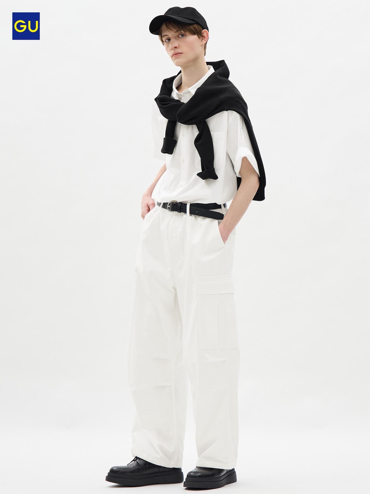Uniqlo Gu Супер Широкие Брюки Карго 01 OFF WHITE/MEN XL