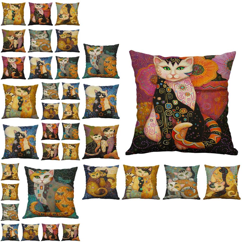 Square 177" Vintage Cats Pillow Case Cover Sofa Waist Cushion Covers Home Decor