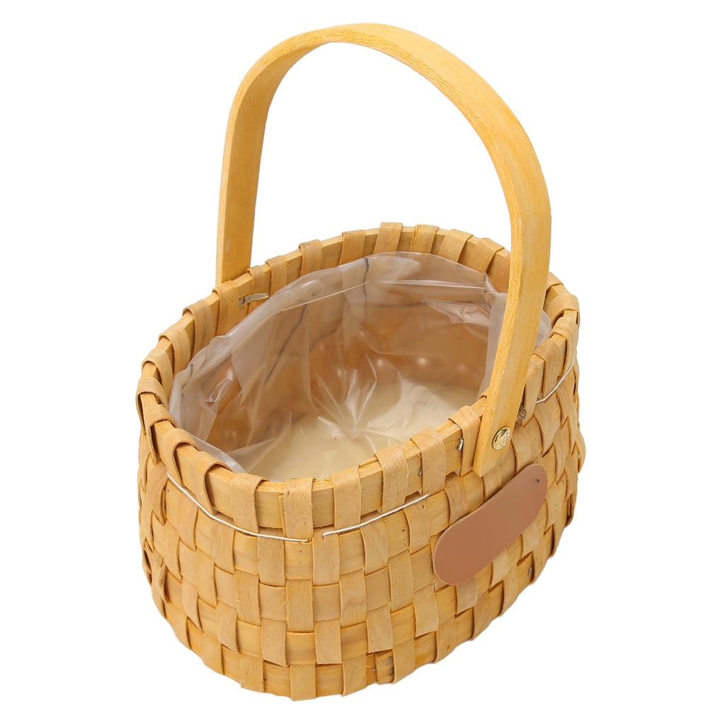 Rattan Flower Basket Safe Durable Wide Smoothing Handle Portable Handwoven Easter Basket for Party Wedding Family