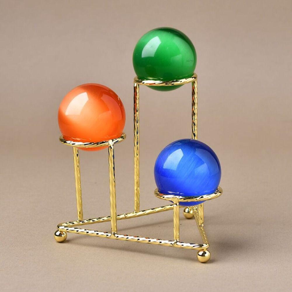 Large Capacity Triangular Ball Base Silver/Black/Gold Crystal Ball Stand  Office