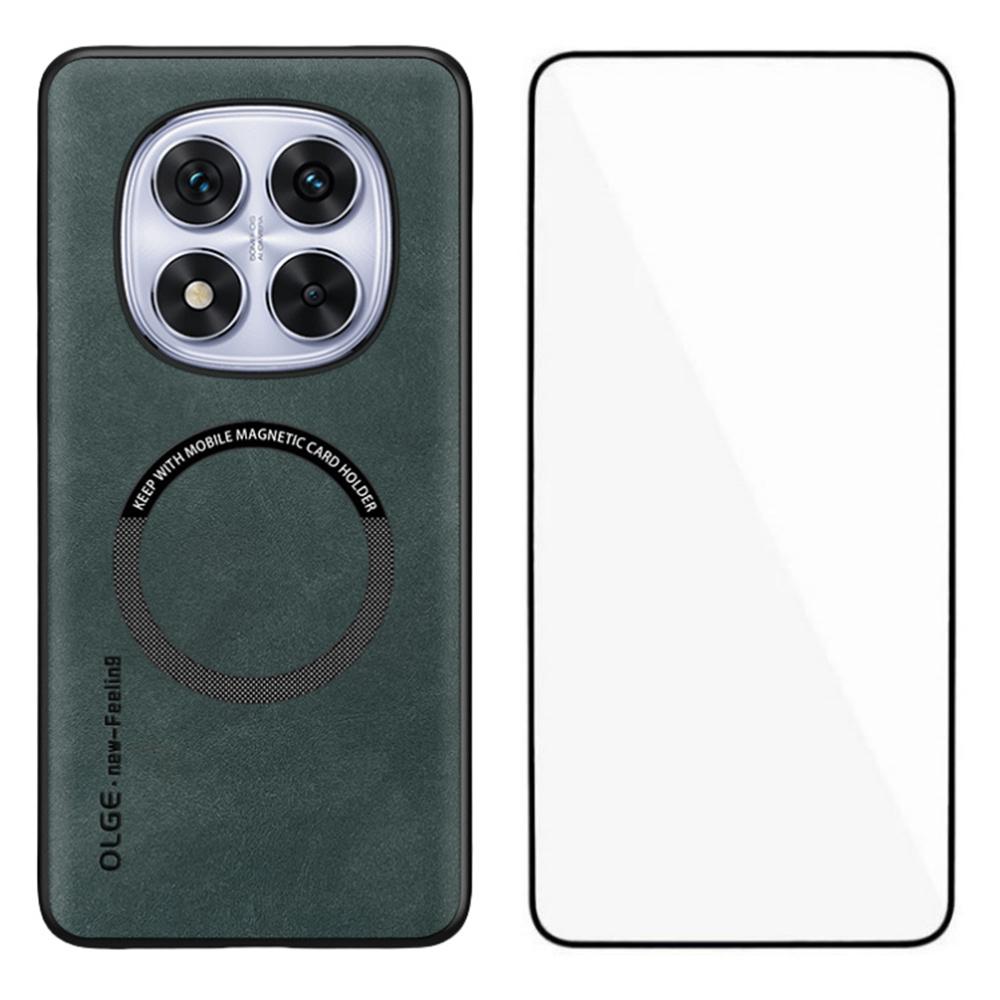 WANLONFENG YBP Series For Xiaomi Redmi Note 14 Pro 4G Magnetic Case with Tempered Glass Film PU+TPU Phone Cover Large Cutout