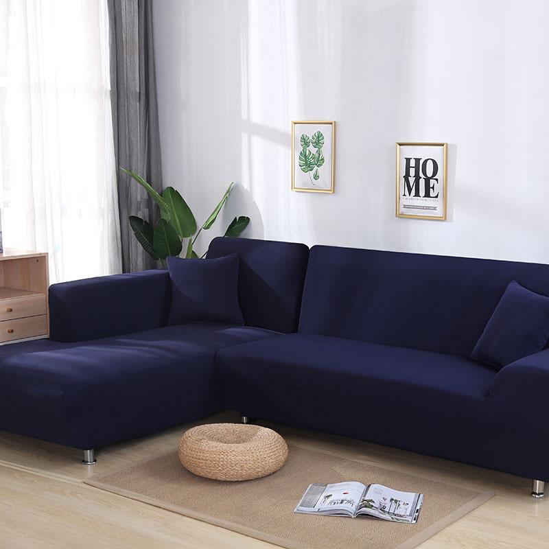 Grey Plain Color Elastic Stretch Sofa Cover Need Order 2Piece Sofa Cover If L-style Fundas Sofas Con Chaise Longue Case for Sofa
