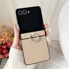 For Samsung Galaxy Z Flip 7 6 5 4 3 5G Phone Case Solid Color Lychee Pattern PU Leather Ring Holder Shockproof Protective Cover