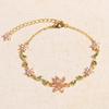 Adjustable Elegant Crystal Flowers Bracelet For Women Y2K Sweet Girls Pink Zircon Bracelets Luxury Designer Jewelry Gift