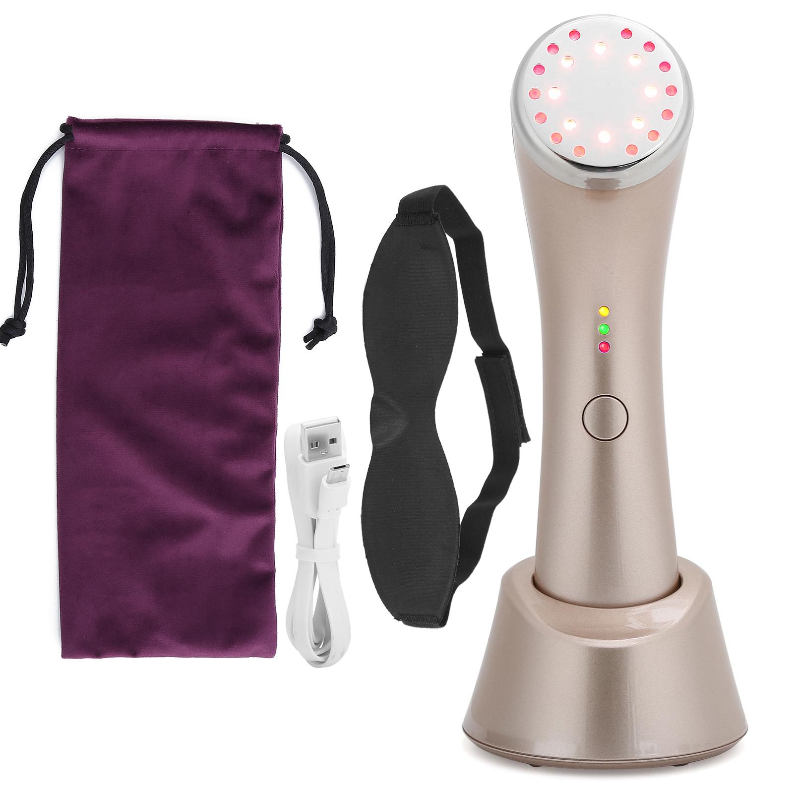 

3-в-1 Аппарат для омоложения кожи 42 градуса Теплый массаж Светодиодный аппарат с дальним инфракрасным красным светом (Шампанское