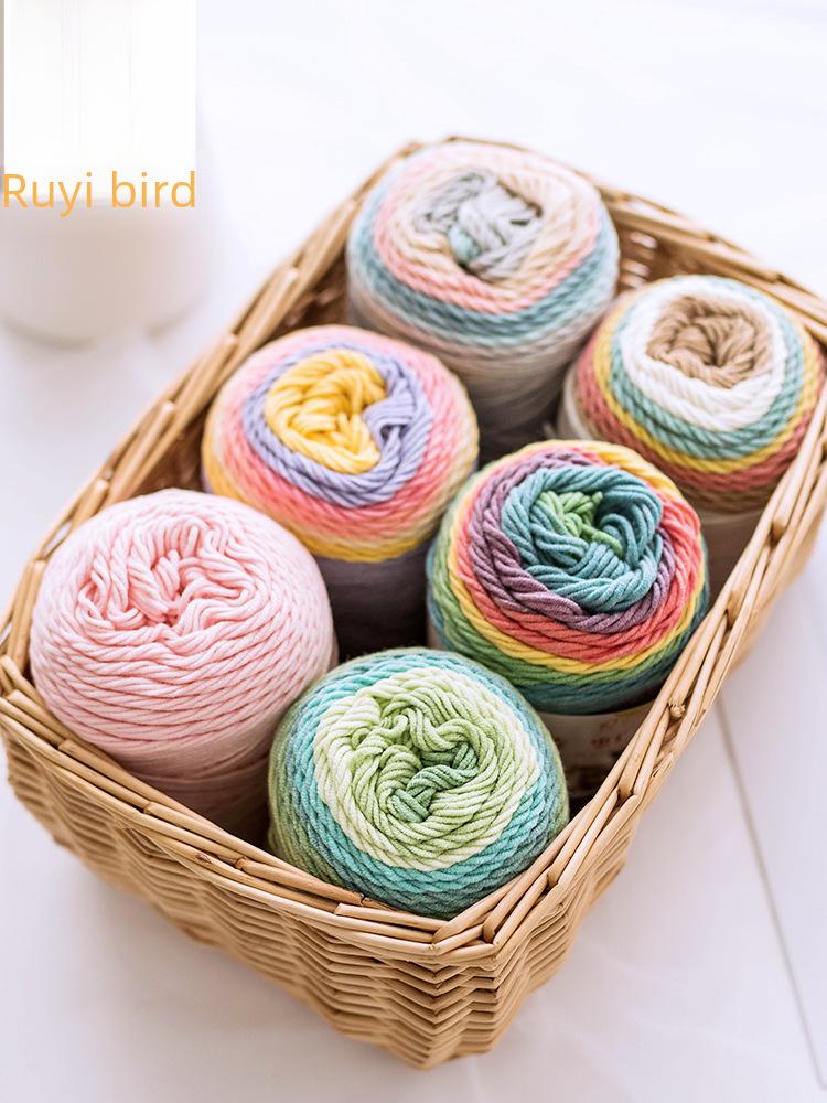 Ruyi Bird Milk Cotton Multicolor Yarn for DIY Knitting Projects - Scarf, Pillow, Blanket