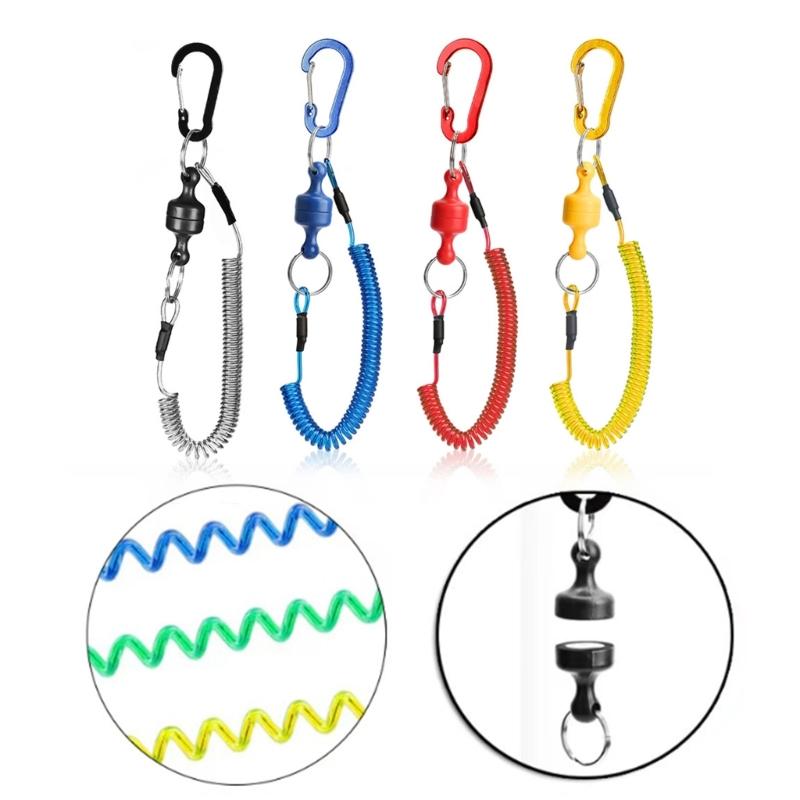 Fischen Magnetischer Kescher-Freigabehalter Sicherheitsleine Magnetischer Clip Kescher-Verbindungsstücke Schnalle Mit Spiralschnüren