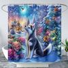 Kawaii Rabbit Pet Shower Curtain for Bathroom,Cute Animal Bunny Floral Waterproof Fabric Bath Curtain with Hooks,72" Wx72 H