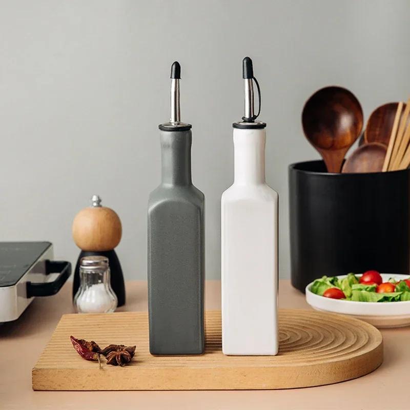 Oil Stickers Sauce Dispenser Bottle Oil Large Bottle and Vinegar Kitchen Funnel Dispenser Capacity Olive for Label Ceramic with