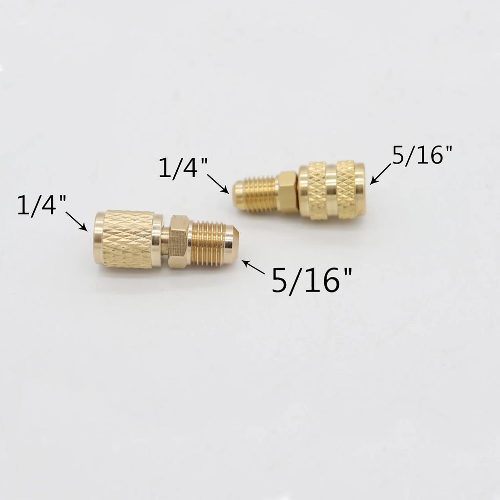 Messing Schnellkupplungen für Vakuumpumpe 2 Stück 5/16 SAE auf 1/4 SAE R410a Klimaanlage Adapter Set