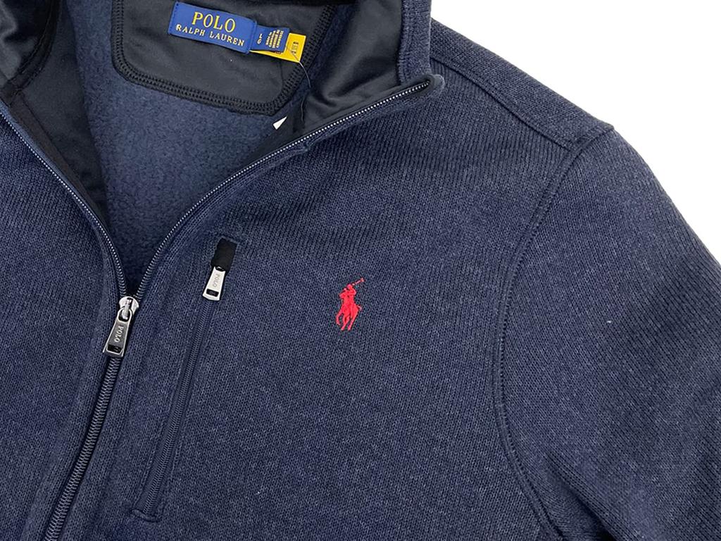 POLO RALPH LAUREN Fleece Knit Size Navy Blue Men's Zip-Up Jacket, XL, (Product Code 0101836)