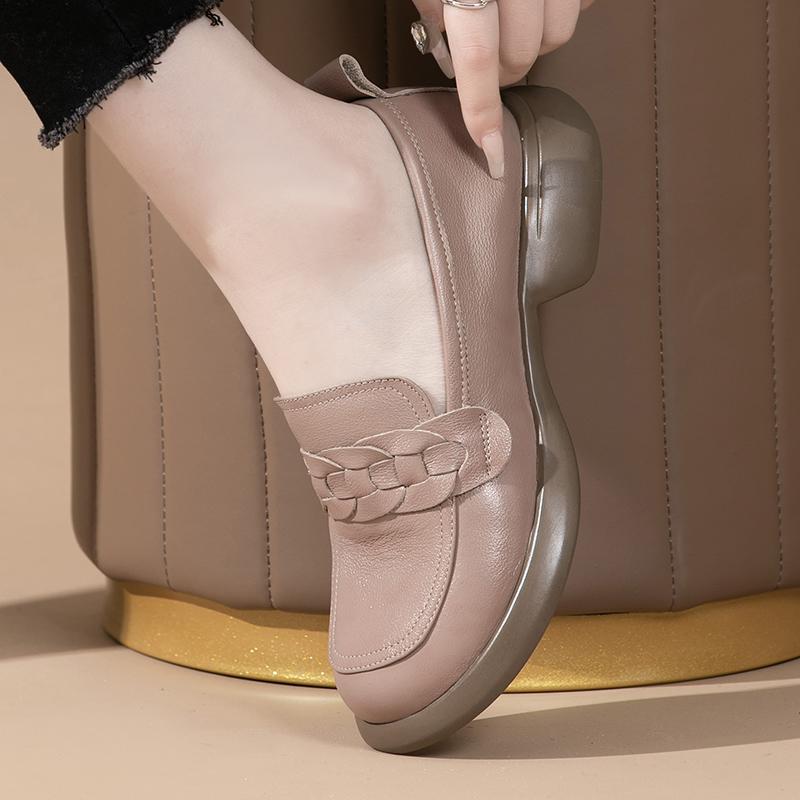 Fashion GKTINOO Women Loafers Shoes Genuine Leather 2025 British Style Women's Spring Shoes Thick Bottom Large Size Ladies Shoes
