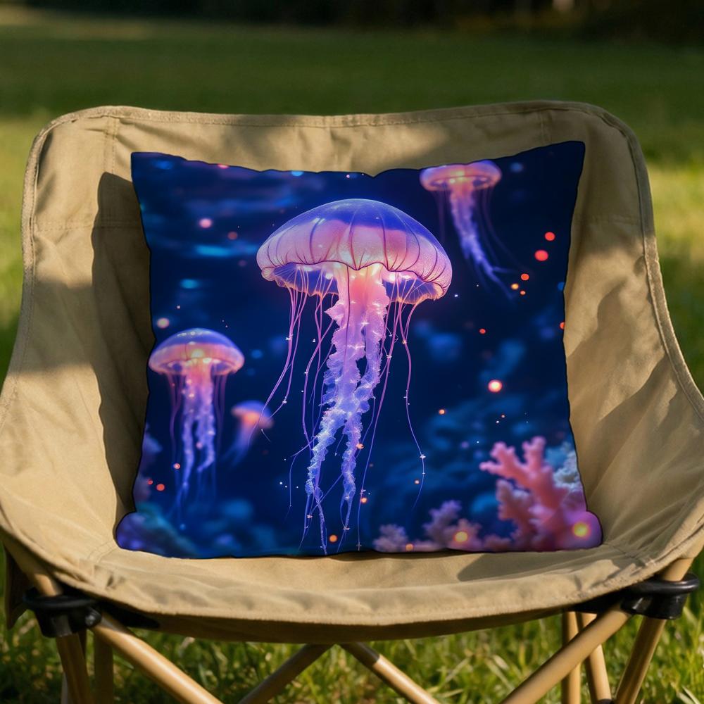 Marine Life Jellyfish Cushion Cover Soft Reversible Durable Pillow Cover MultiScene Use for Home Car Daily Comfort