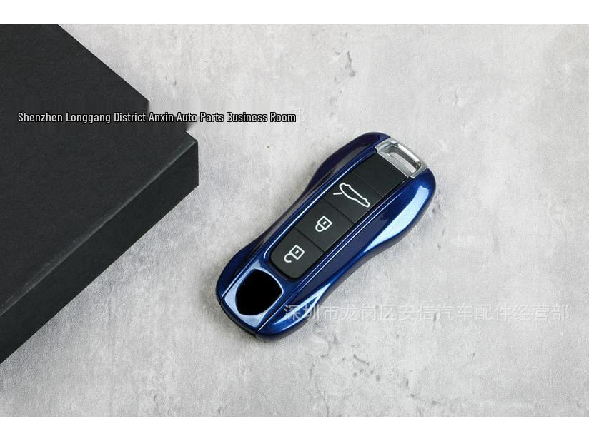Key Shell for Porsche In Gentian Blue: Fits Cayenne, Macan, 718, Panamera, 911