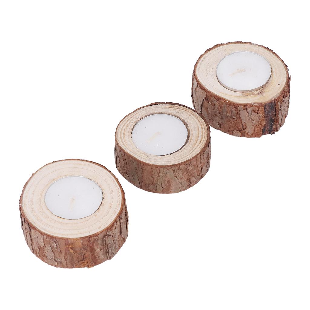 3Pcs Wooden Tealight Candle Natural Durable Beech Wide Applicability Wooden Tealight Candle Holder for Bar Bedroom Party