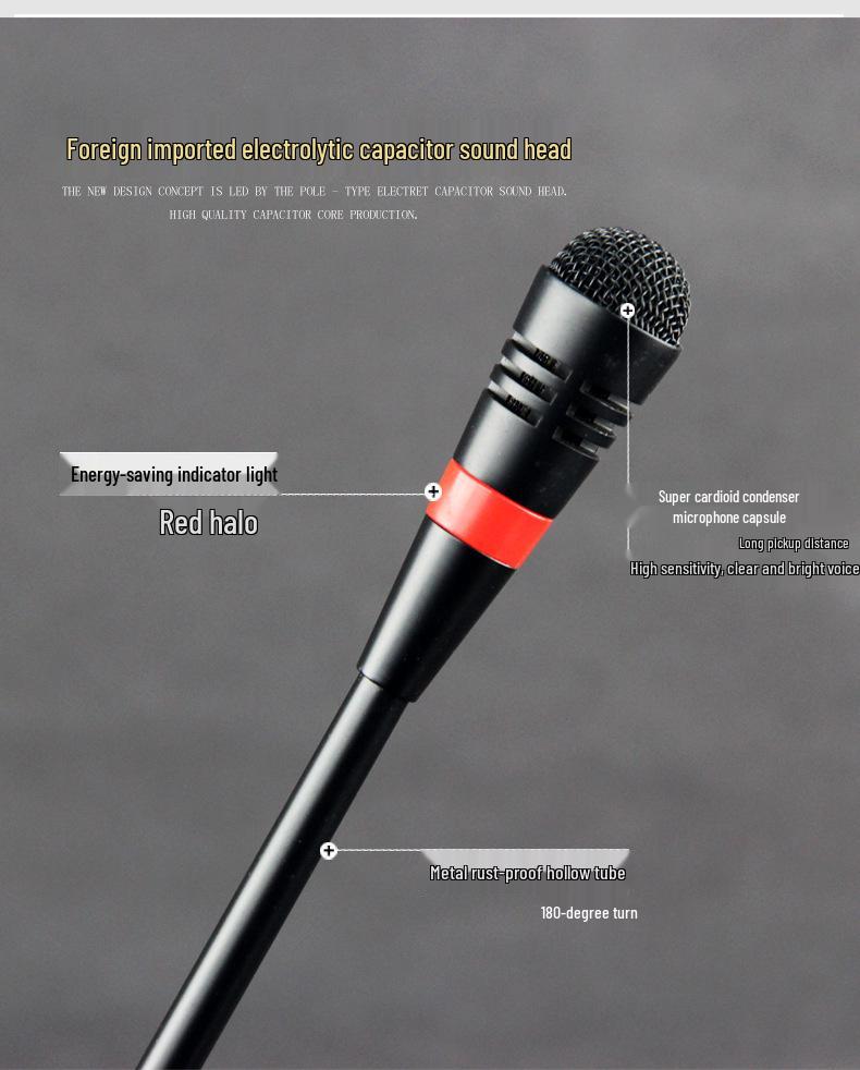 Gooseneck Wired Conference Microphone for Meetings, Broadcasting, and Speeches - Desktop Condenser Amplifier Mic