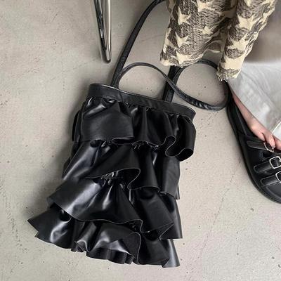 Large Capacity Shoulder Bag Women's Versatile New Sweet Fashion Underarm Bag Niche Ruffle Bucket Bag