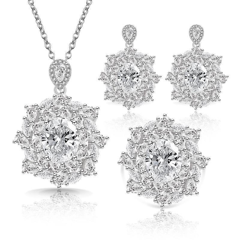 2026 European and American Gemstone Rings, Earrings, Necklaces, Bracelets, Necklaces, Earrings, Jewelry Set 45CM