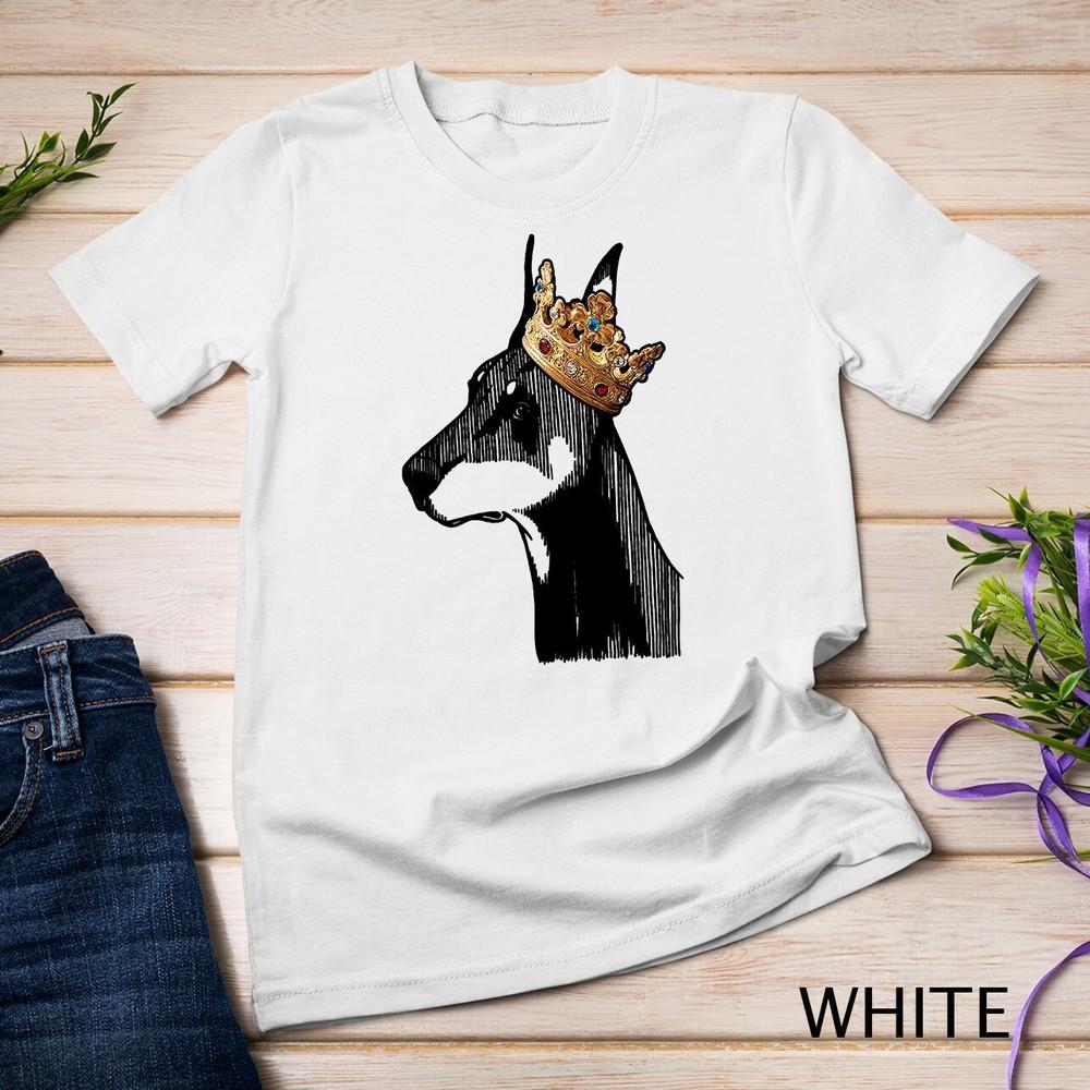 

Doberman Pinscher Dog Wearing Crown Unisex T-shirt XL