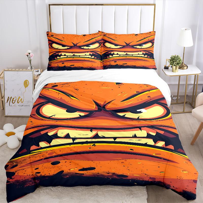 3pcs bedding set Angry Face Includes 1 Comforter + 2 Pillowcases, Without Pillow Inserts, Soft Comfortable,a0909073
